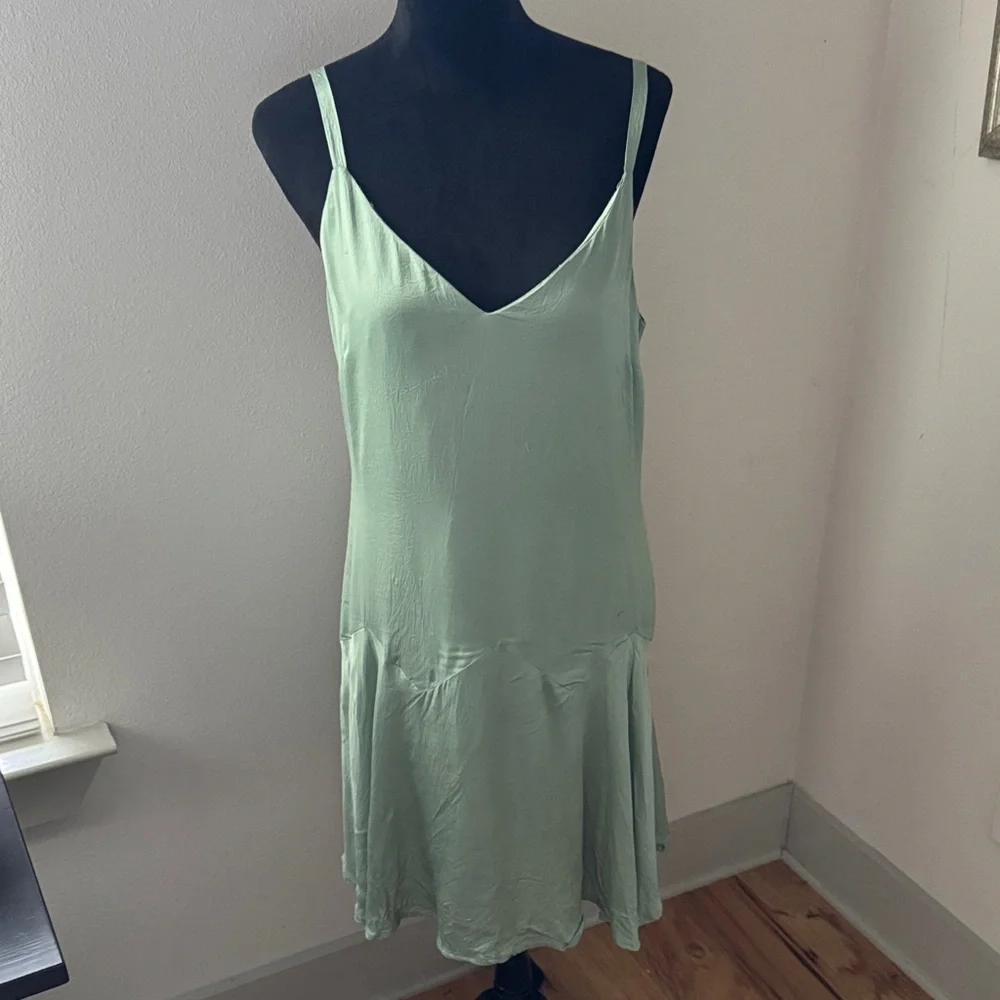 Corey Lynn Calter mint‎ green satin slip Elegant Slip Dress Sz M
